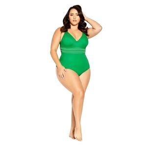 City Chic Green Lucia One piece Swimsuit size 16 NWT